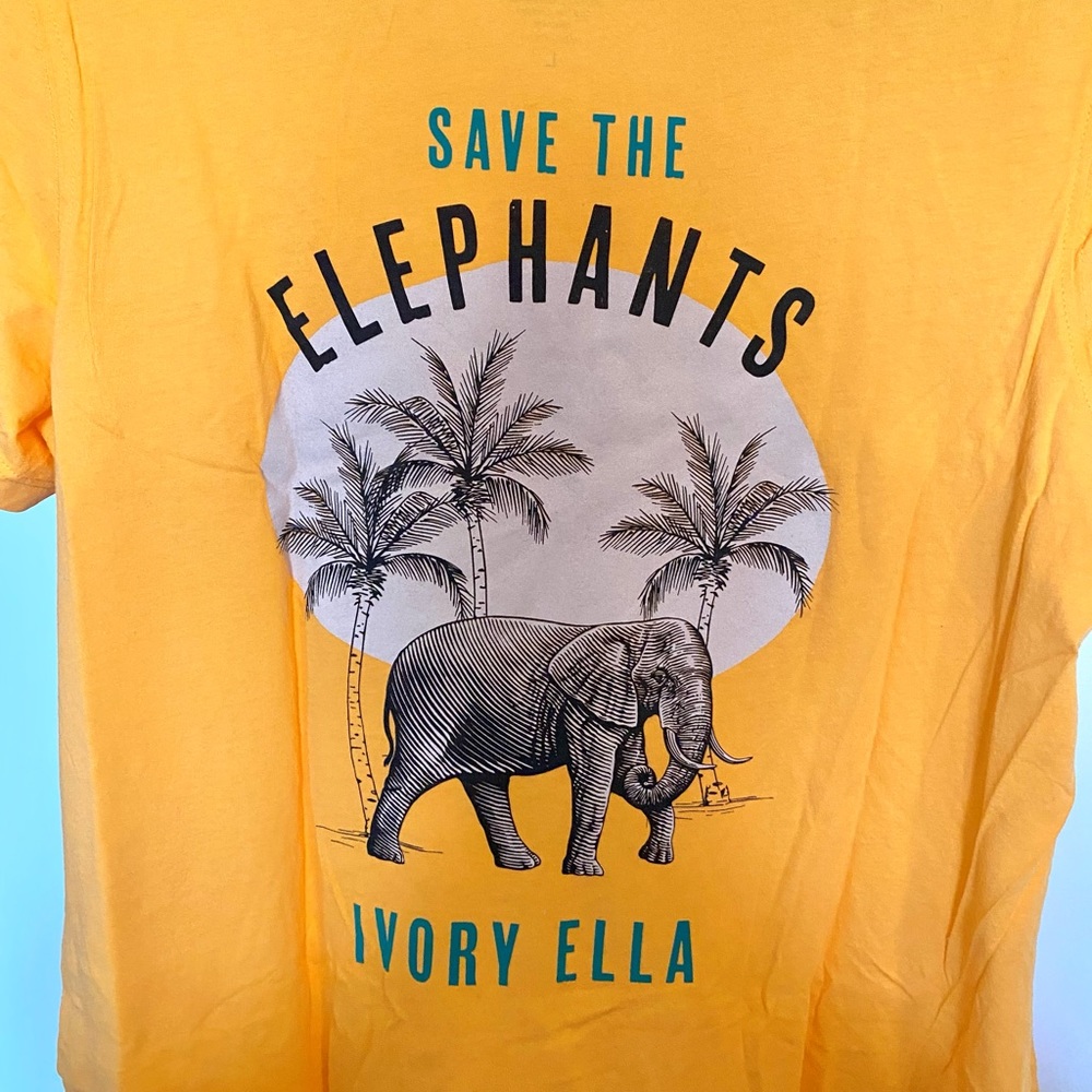 Ivory ella orange save the elephants t shirt women’s size large